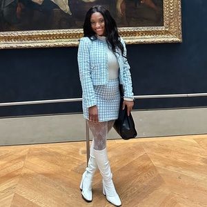 Shein frenchy plaid tweed jacket and skirt